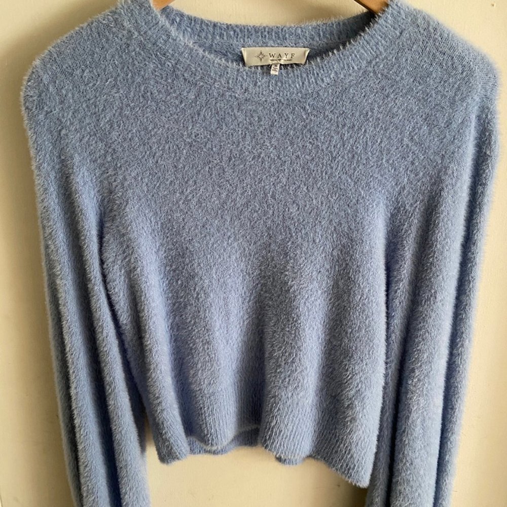 Fluffy blue sweater